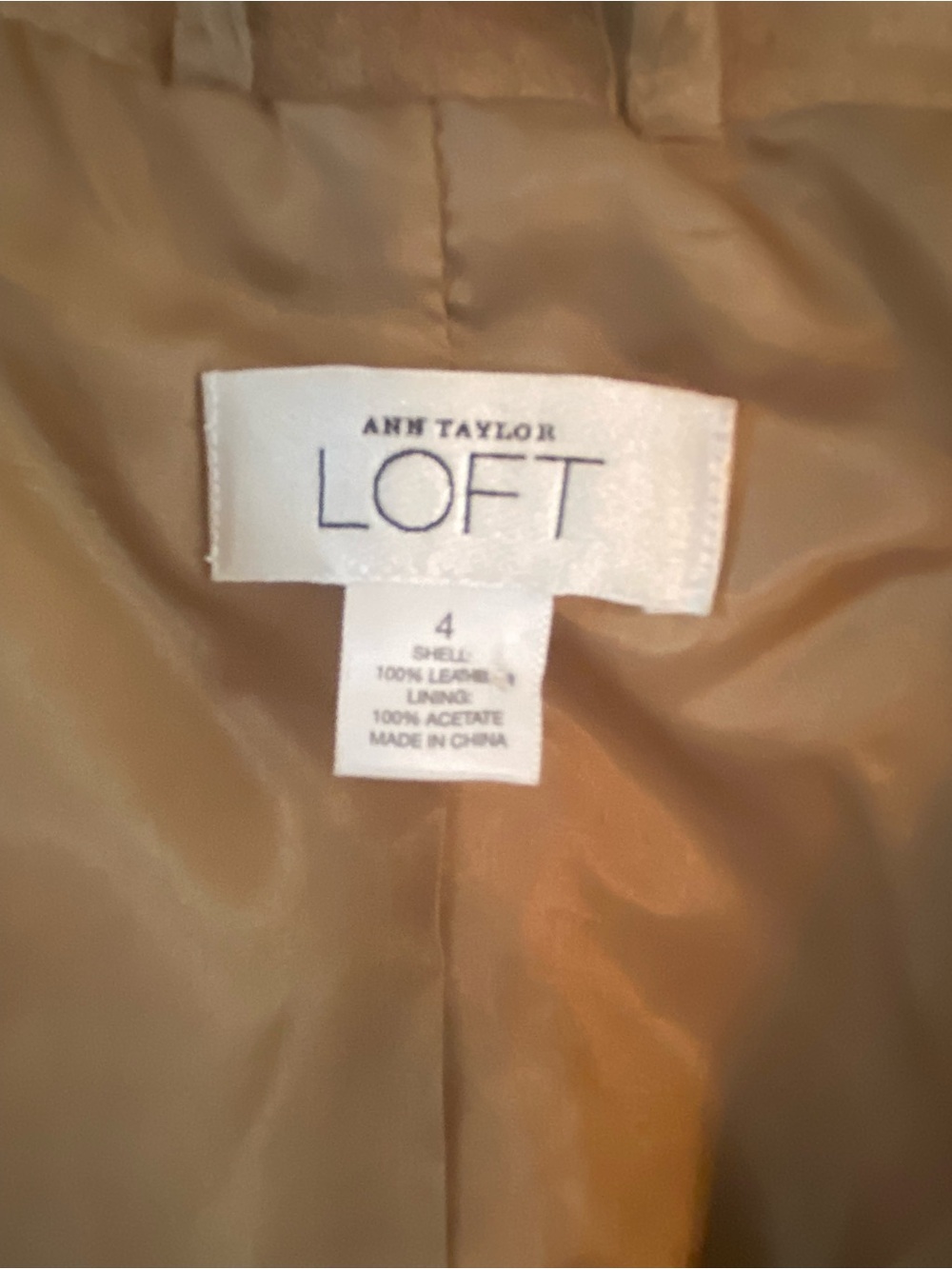 Ann Taylor Loft 100% Suede Leather Button-Front Blazer Jacket in Camel - Size 4 - Picture 5 of 6
